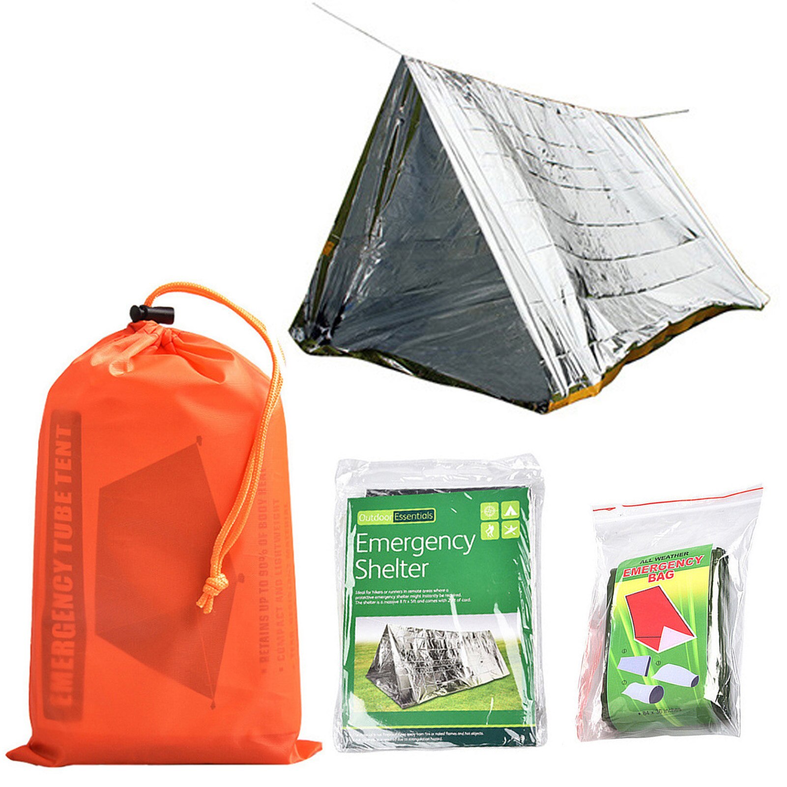 Outdoor 2 Person Emergency Tent Use As Survival Tent Emergency Shelter Tube Tent Survival Tarp Includes White Rope & Storage Bag